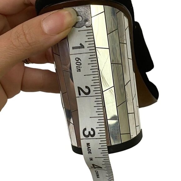 Lola Cruz Black Criss Cross Slip On Heeled Sandals Mirrored Heels Mosaic Size 39 - Picture 11 of 11